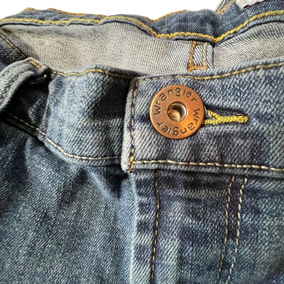 Wrangler Jeans Mens Dark Blue Relaxed Boot Western Cowboy Cotton 34X30 Tag READ - Picture 6 of 11